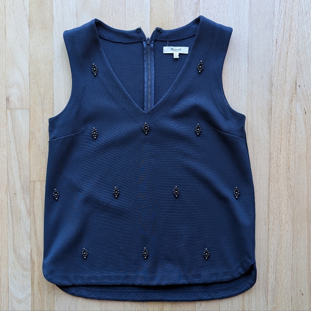 Madewell Embellished Tank with Vneck - Dark Navy (Size XS)